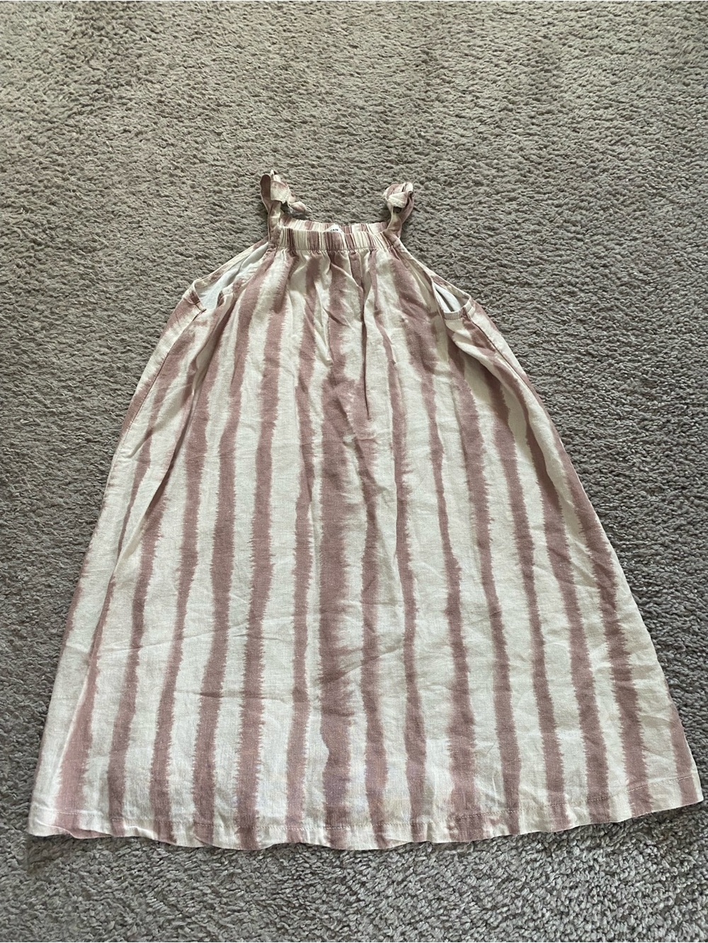 H&M Mierlo Collab Girls Tie-Shoulder Sundress in Tan and Cream